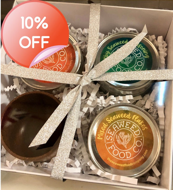 Gift Box - 3 tins with wooden pinch pot