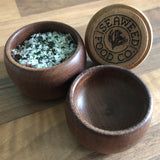 Wooden pinch pots with Seaweed Food Co logo 